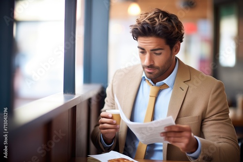 actor in modern attire reading lines with a costar in a cafe