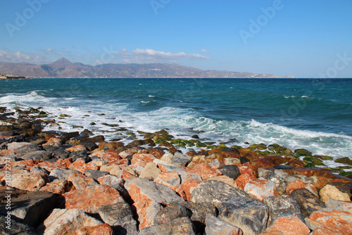 mediterranean sea in heraklion in crete in greece