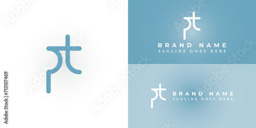 Abstract initial letter PT or TP linked round lowercase logo in blue color isolated on a white background. Letter PT logo applied for accounting and financial logo design inspiration template