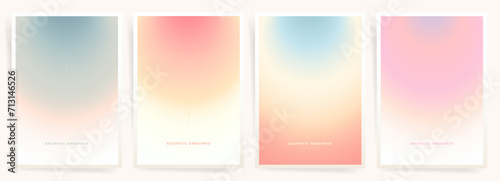 Spring and Summer Pastel Circular Gradient Templates. Soft Aesthetic for Modern Cards, Posters, and Flyers - Blank Y2K Trend Designs for Notebooks, Birthdays, and Holidays