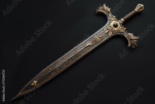 sword with a golden blade and a decorative hilt