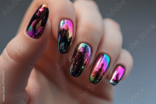 Metallic nail art manicure