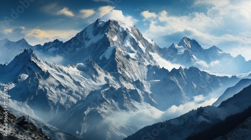 The steep icy mountains of the Himalayas illustration