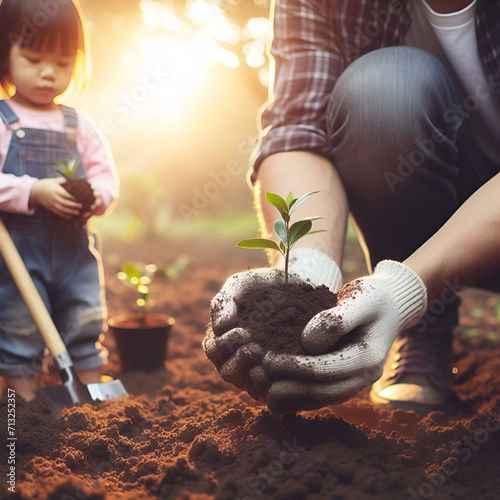 family activities Planting trees saves the world and reduces global warming.