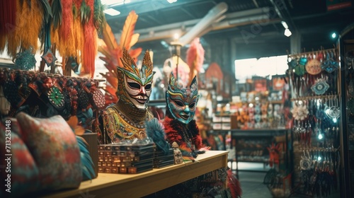 Person Wearing Mask and Costume in Store, Carnival Checked