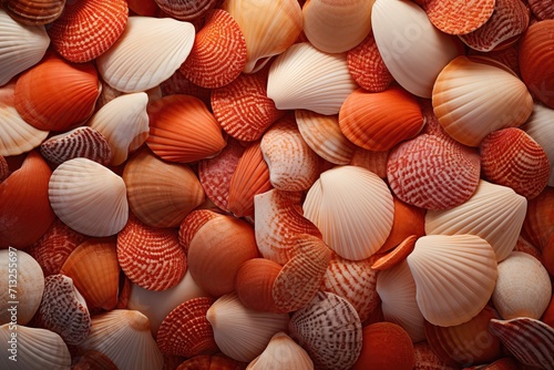 A variety of seashells in different colors