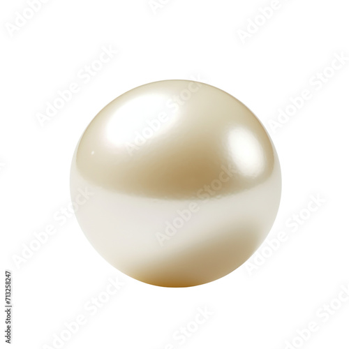 Realistic shiny natural sea pearl with light effects on transparent background