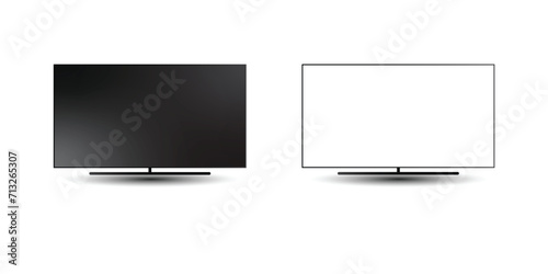  TV 4K flat screen lcd or oled, realistic plasma TV with stand.