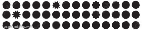 Set of vector starburst, sunburst badges. Vintage labels. Black colored stickers. A collection of different types and black colors icon. AI 10.