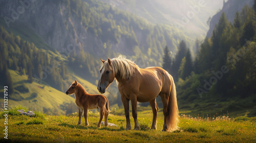 Cavalo bege e seu filhote - Papel de parede