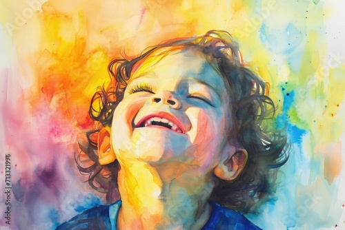 Watercolor of a happy child.