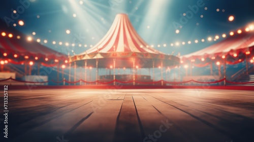Carnival tent with round arena scene, amusement show. Round circus arena