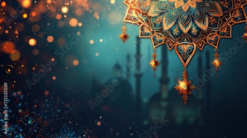 islamic ornament element for greeting card - AI Generated