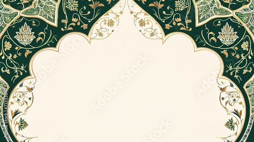 Ramadan Kareem Arabic Islamic Elegant White and Green Ornamental Background - AI Generated
