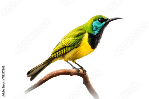 green bee-eater perched on a tree branch, transparent background
