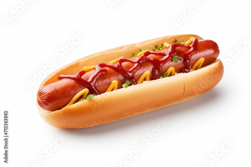 hot dog with ketchup and mustard isolated on transparent background