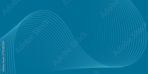 Abstract background with waves for banner. Medium banner size. Vector background with lines. Peacock blue color. Water, ocean. Interior. Brochure, booklet