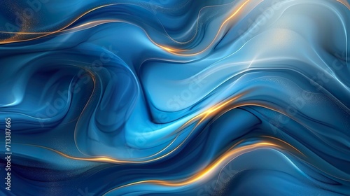 Fondo abstracto con ondas degradado en dorado y azul. Concepto de recurso gráfico ideal para web. Generado por IA.