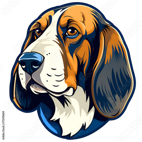 cartoon basset bleu de gascogne dog puppy breed, vector illustration, logo icon tattoo, head / face art, isolated on white background, transparent PNG
