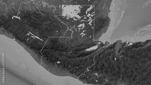 Guatemala outlined. Grayscale elevation map