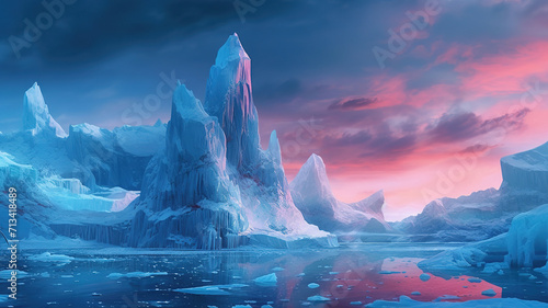 Scene with snow and iceberg