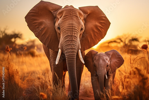 African elephant (Loxodonta africana) at sunset