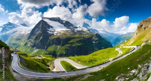 Grossglockner Alpine Road. Curvy Winding Road in Alps
