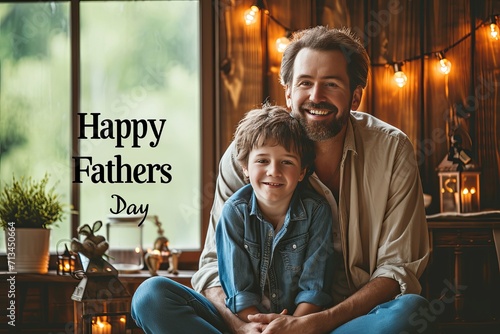 Happy Fathers Day Illustration and Vintage watercolor Father's Day typography poster