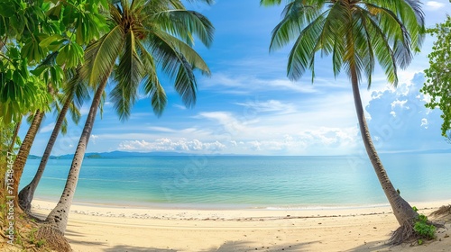 Beautiful tropical island with palm trees and beaches