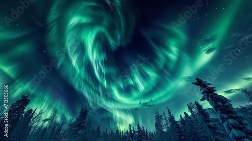 Auroral vortex relate to the night sky, creating light stunts in the northern dance of Light