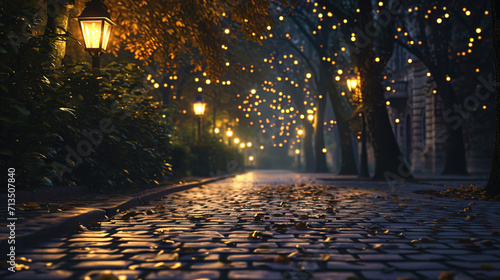 The mystical light of the city lanterns awakens the asphalt to life, creating a magical atmosphere