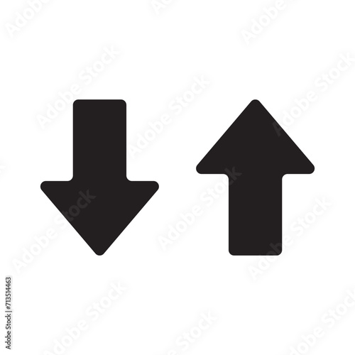 up and down arrows icon vector, Rounded mini arrows, up-down icon. A small two-way black direction symbol.