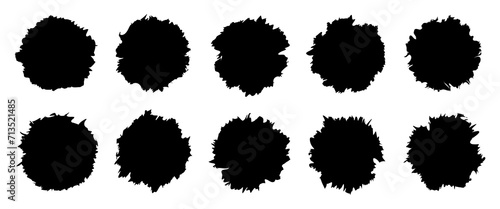 Jagged circle frame vector set black color isolated on white background, torn paper ,ripped pappers, vintage background, scratches element design 10 eps