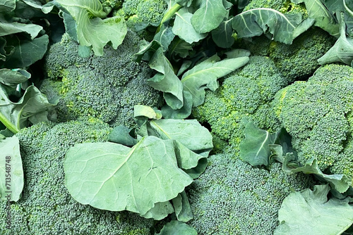 broccoli in the market, closeup of photo with selective focus