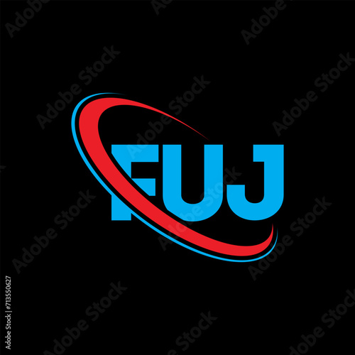 FUJ logo. FUJ letter. FUJ letter logo design. Initials FUJ logo linked with circle and uppercase monogram logo. FUJ typography for technology, business and real estate brand.