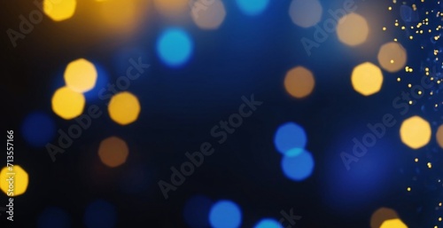 blue and yellow glow particle abstract bokeh background.