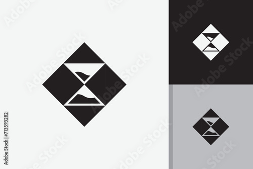 square hourglass logo design vector template