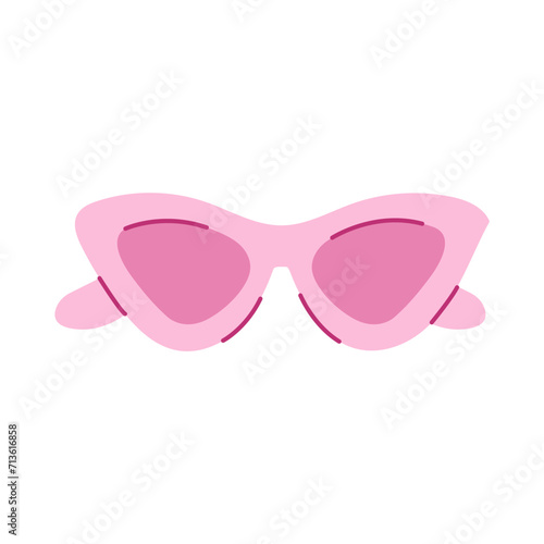 Icon pink sunglasses. Accessories for girls. Vector illustration.