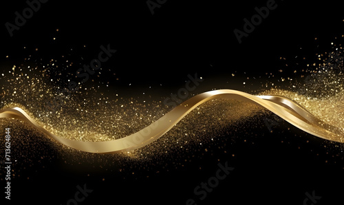 ゴールドグリッターの輝きを放つ豪華な抽象デザイン