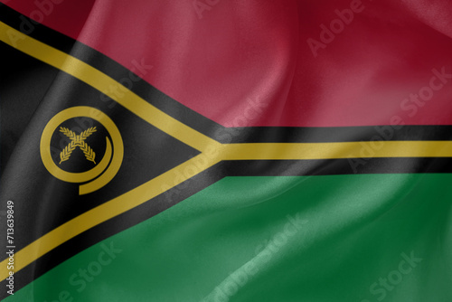 Vanuatu waving flag close up fabric texture background