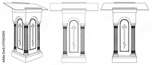Lectern Church Rack Vector. Illustration Isolated On White Background.
