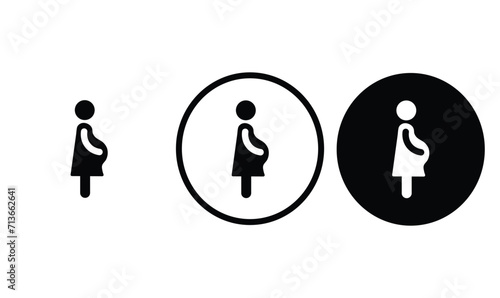 icon Pregnant black outline logo for web site design and mobile dark mode apps Vector illustration on a white background