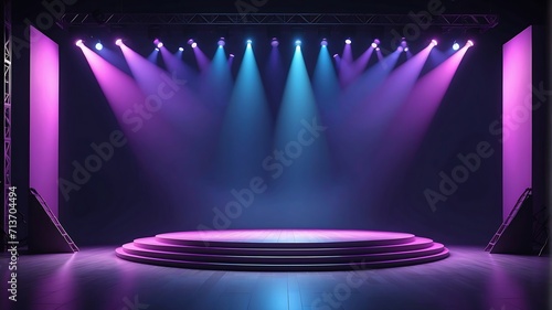 Empty stage with pastel dark blue and purple, Entertainment show
