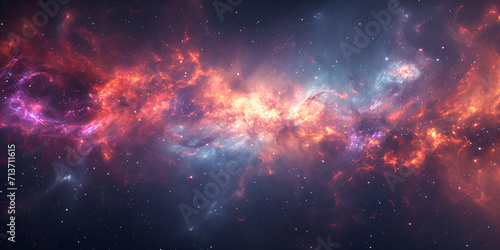 Extra terrestrial canopy embellished with a multitude of space elements, forming a cascade of reaction of space dust that grace the galaxy, Generative Ai
