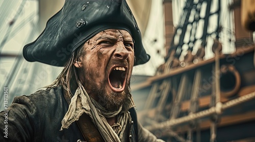 Pirates male captain yell atack