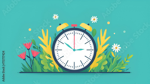 Daylight Saving Time begins concept, The clocks moves forward one hour, Calendar with marked date, text Change your clocks, DST begins in USA for banner, web, emailing. Flat design vector illustration