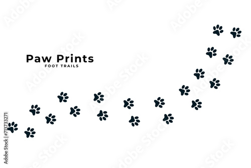 cute paw print trail white background design