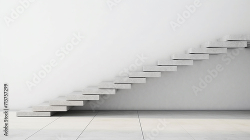 white stairs realistic on concrete interior