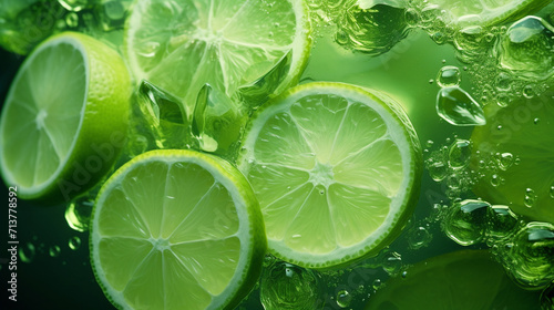 A few photos of green lemon and water, with a light green and transparent texture style, anime aesthetics, interesting complexity, berry punk, gorgeous colors, 32k uhd, karol bak, Generate AI.