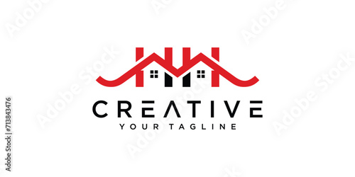Initial HH home logo with creative house element